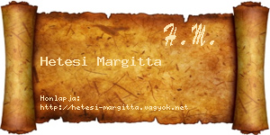Hetesi Margitta névjegykártya